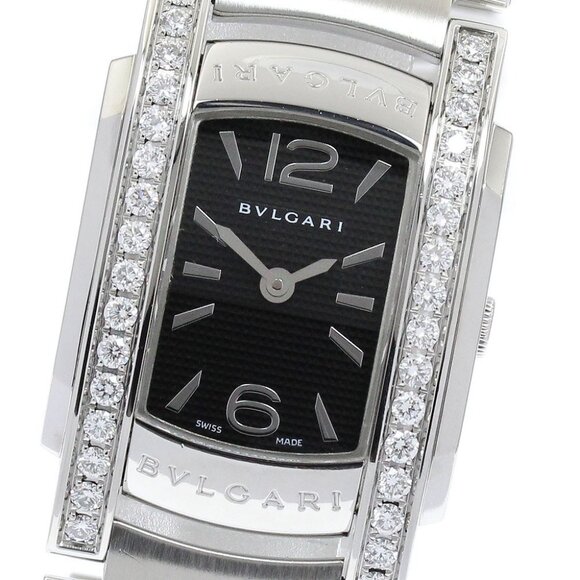BVLGARI Assioma AA35S side diamond bezel black Dial Quartz Ladies Watch_870663 - Picture 1 of 6